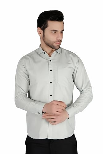 Image of Mens Slim fit Solid Casual Cotton Shirt with Spread Collar and Full Sleeves || Suitable for Office wear