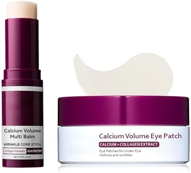 Calcium Volume Eye Care Set: Multi Balm Stick (9g) & Hydrogel Eye Patches 60ea (30 Pairs) with Collagen Extract, for Hydrating, Promoting Elasticity & Nourishing Skin
