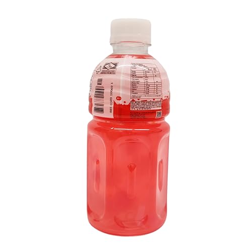 Mogu Mogu Strawberry Juice Drink with Nata de Coco Jelly 320ml (Pack of 6)| Refreshing Tropical Thai-Made Sip & Chew Beverage.