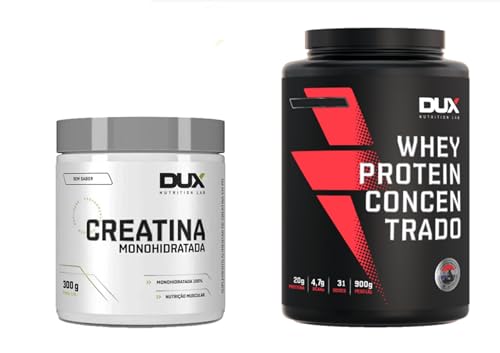 Kit Creatina 300g E Whey Concentrado Sabor Cookies 900g Dux Nutrition