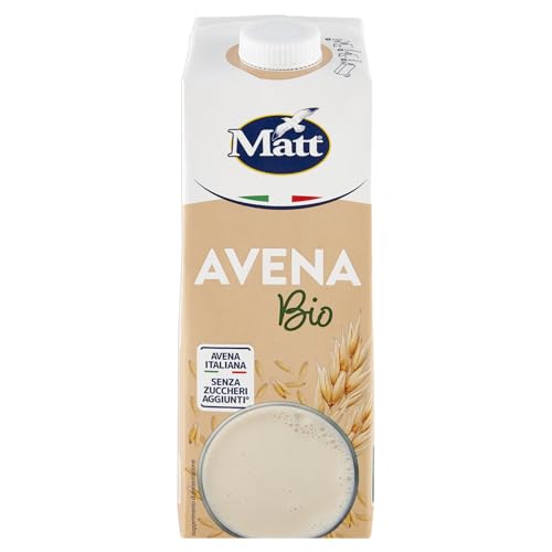 Matt, Avena Bio, Bevanda Vegetale Senza Lattosio e Senza Zuccheri Aggiunti, Bevanda Fresca e Dissetante a Basso Contenuto di Grassi, Gusto Delicato e Dolce, Alimentazione Sana, 1 L