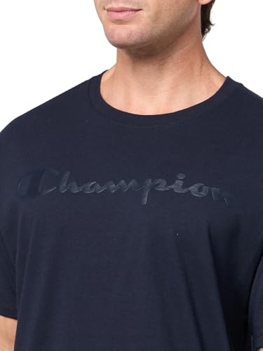 Image of Champion Men's Graphic Short Sleeve T-Shirt, Standard Fit, Tonal Script Logo, Midweight 100% Cotton