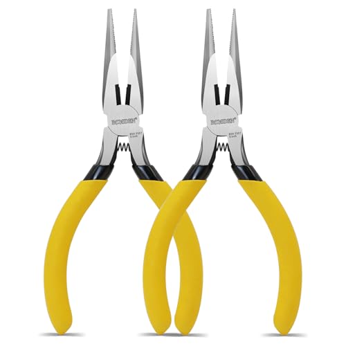 BOOSDEN 5" Needle Nose Pliers, Mini Long Nose Pliers with Side Cutter, Tiny Fine Needle Nose Pliers with Comfort Grip, Small Precision Pliers for Electronics, Craft, DIY, Jewelry Making -2 Pack