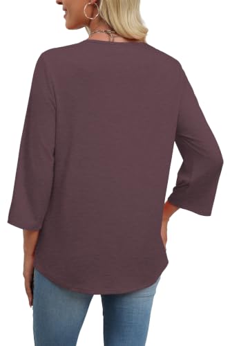 Image of WIHOLL 3 /4 Length Sleeve Womens Tops Boho V Neck Lace Shirt Trendy Blouses Dressy Casual Vacation Clothes S-3XL