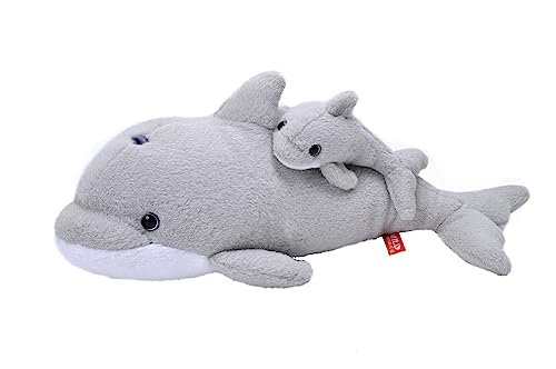 Peluche dauphin maman et bébé 38 cm, idée cadeau écoresponsable enfants