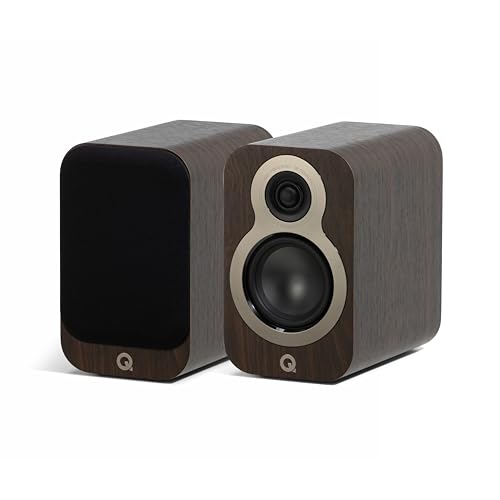 Q Acoustics 3010c Compact Bookshelf Speakers Pair Claro Walnut - 2-Way Reflex Enclosure Type, 4" Bass Driver, 0.9" Tweeter - Stereo Speakers/Passive Speakers for Home Theater Sound System