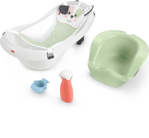 Image of Fisher-Price Baby to Toddler Bath 4-in-1 Sling ‘n Seat Tub with Removable Infant Support and 2 Toys, Puppy Perfection