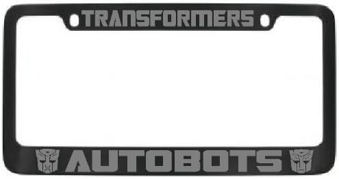 Autobots Transformers License Plate Frame Black with Silver Lettering - 2 Free Caps