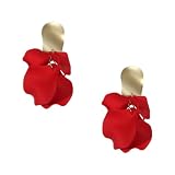 OATIPHO Pendientes Colgantes en Forma de Flor Roja para Mujer Aguja de Plata, Diseño Elegante y Acabado Delicado, Ideales para Uso Diario y Eventos Obsequios