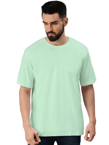 Image of Veirdo Oversized Baggy Fit Drop Shoulder Half Sleeves Round Neck Solid Pure 100% Cotton T-Shirt for Men (Available in White, Black, Mustard, Maroon, Green, Lilac, Navy, Red Color)