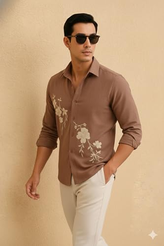 Image of Lymio Men Shirt | Premium Embroidered Shirt for Men | Long Sleeve Slim Fit Casual Shirts for Men | Trendy Wedding & Festive Ready (Packs Also Available) (01-04)