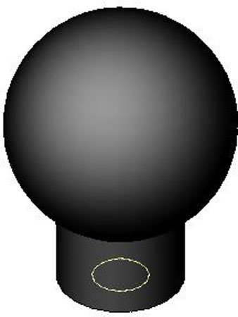 1 1/2 dia., 3/8-16 x 1/2 Brass., Black Phenolic Plastic Ball Knob w/Shank (1 Each)