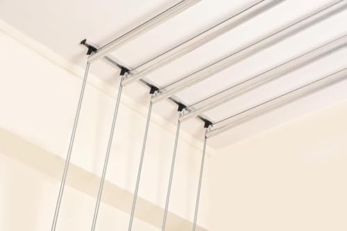 Image of Stainless Steel Heavy Duty Nylon Ropes Individual dropdown Ceiling (6 Pipe X 6 Feet) Cloth Dryer /Cloth Hanger /Cloth Drying Stand for Balcony /Clothes Stand for Drying