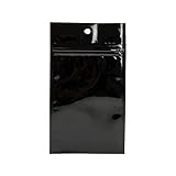 ClearBags Hanging Zip Barrier Bags | 100 Pack | 3 x 4 1/2 | Food Safe and Smell Proof with Tamper Resistant Seal | Great for Herb Harvesting | Metallized Black | HZBB3MBA﻿