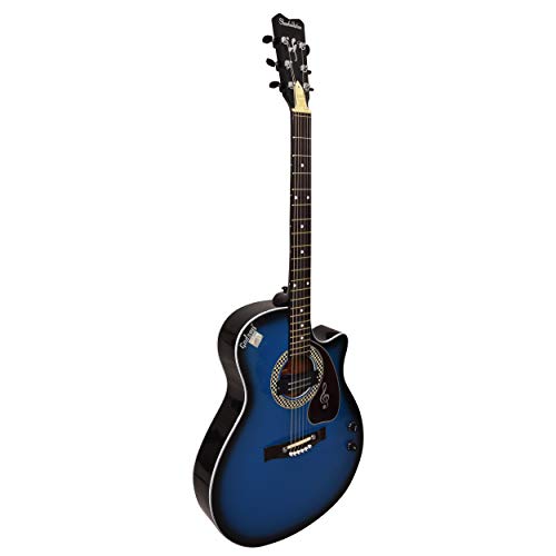 Image of Godson Shantiniketan 6-Strings Right-Handed Acoustic Guitar-Semi-Electric with Bag (Blue)