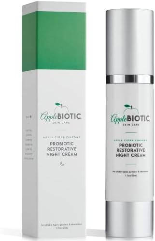 Apple Cider Vinegar Restorative Night Cream - Overnight Firming, Smoothing Cream with African Green Coffee, Green Tea, Chamomile & Probiotic Extracts for Dry, Oily, Sensitive Skin, Men & Women