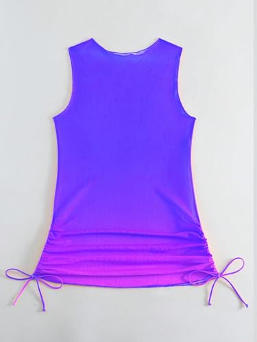 Image of ZAFUL Women Swimsuit Cover Up Dress Ombre Side Ties Sleeveless Sheer Mesh Bathing Suit Coverups Beach Dress