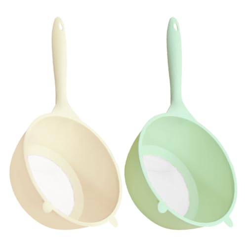GRIRIW Colador para Lavar Arroz 2 Piezas Grande Plástico Resistente Cesta Escurridor Multifuncional para Cocina Hogar Utensilios para Limpieza Frutas y Verduras Crema y Verde