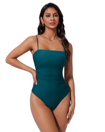 Image of SUUKSESS Women Sexy One Piece Swimsuit Tummy Control Square Neck Bathing Suit