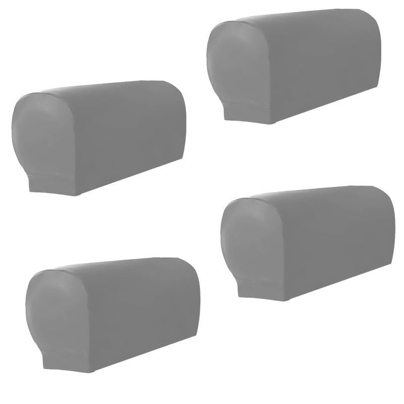 Fundas impermeables de silla Bestenrose elásticas de piel gris 4 unidades