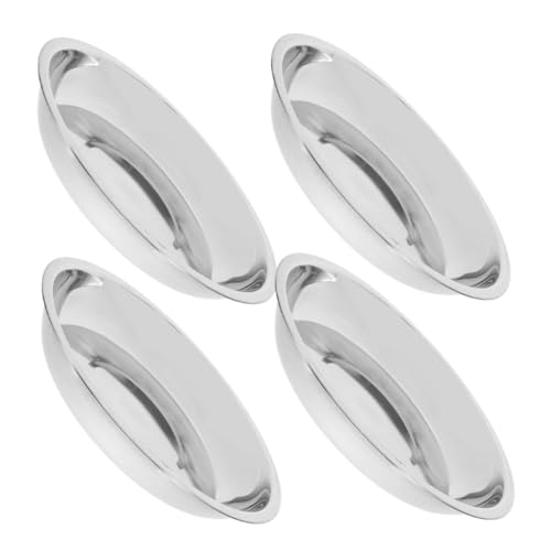 LOORGVEL 4個 浅型ステンレス製猫犬用フードボウル 傾斜設計でこぼれ防止 首負担軽減 衛生的で耐久性に 素材 お手入れ簡単 適量容量で