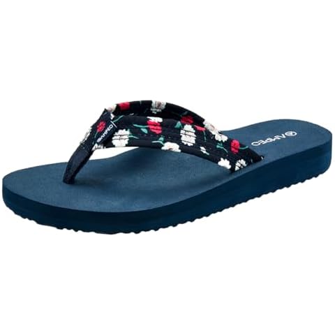 Ampeo Women's Arch Support Flip Flops Comfortable Casual Summer Beach Thong Sandals,Blue Floral,Size 8 Cover