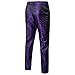 Men's Fashion Floral Glitter Trousers Casual Jacquard Sequin Velvet Pants Floral Design Tuxedo Suit Pant (3X-Large,Purple)