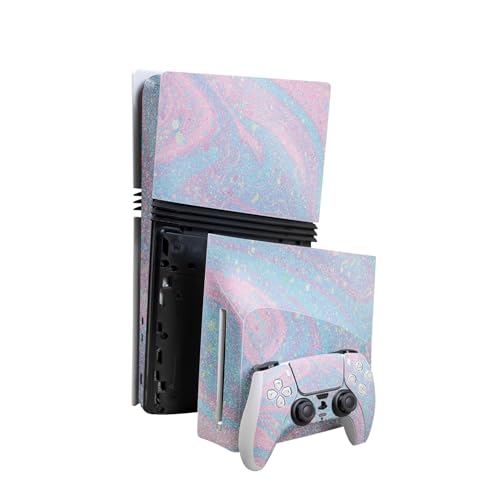 Glossy Glitter Skin Compatible with PlayStation 5 Pro Bundle + Disc Drive for PS5 - Cotton Candy Swirl - Premium 3M Vinyl Protective Wrap Decal Cover - Easy to Apply | Made in The USA by MightySkins by Vision Signs & Graphics - Used condition - US$32.83