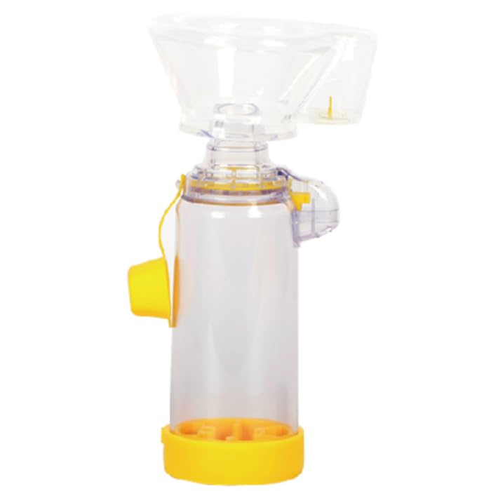 Spacer For Aerosol Dl-01 W/Child Mask | Easy Flow Exhalation Device | Small & Portable Chamber | Ideal Size For Convenience | Yellow, 175 Ml