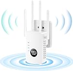WiFi Répéteur,WiFi Booster de signal d'extension, 1200 Mbps couvre jusqu'à 12880 FP et 60 Dispositifs,WiFi Booster Dual Band 5GHz & 2.4GHZ pour la maison avec le port Ethernet (Blanc)