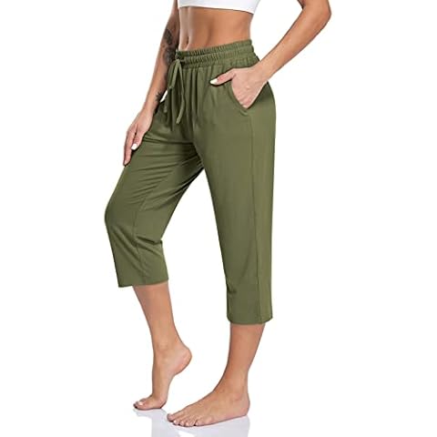 TARSE Women's Soft Drawstring Capri Pants Cover
