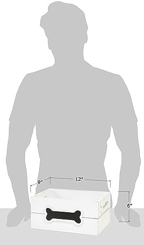 Red Co. 12” x 9” Distressed Wood Crate Dog Toy Storage Box with Handles and Chalkboard, White - Image 6