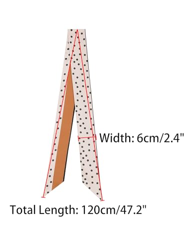 Women Polka Dots Striped Skinny Long Scarves, Satin Silky Neck Scarf Neckerchief Ribbon Hair Band3