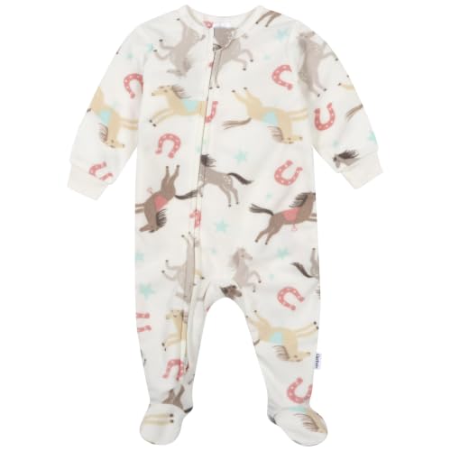 Image of Gerber Baby Girl & Toddler 2-Pack Loose Fit Fleece Footed Pajamas