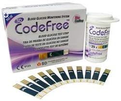 SD CodeFree 99XX0470 Blood Glucose Test Strip, Pack of 50