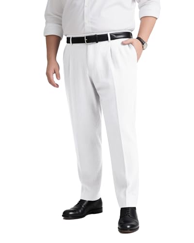 GATMSTZ Men's Suit Pants - Elastane with Linen-Blend Comfort, Flex Waistband, Wrinkle-Resistant, Big & Tall Sizes