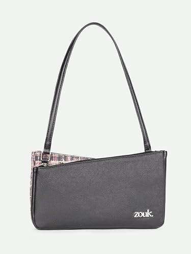 Image of ZOUK Kiya Small Shoulder Bag for Women - Dual-Sided Shoulder Bag with Criss-Cross Design| Handcrafted Purse with Dual Zipper Compartments & Water-Resistant Lining |