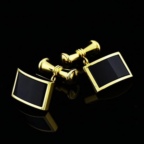 Gemelos de oro para hombre con diseño rectangular, elegancia clásica para disfraz de gala 4
