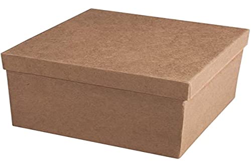 RAYHER HOBBY Rayher Pappmaché Box, quadratisch, 15,5 x 15,5 x 10,5 cm, Schachtel mit Deckel, FSC zertifiziert, zum Gestalten und Dekorieren, 71754000