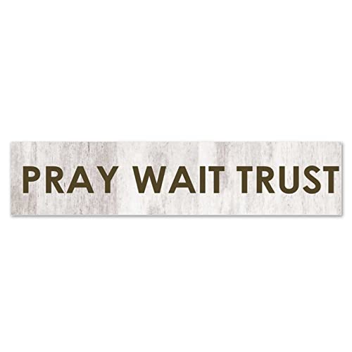 by Unbranded Letrero de madera Pray Wait Trust 90x20 Rectángulo Decoración de madera de pared decorativos de madera para el hogar