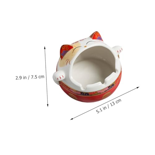 Cendrier chat fortune rouge en céramique, idée cadeau de Noël - 3