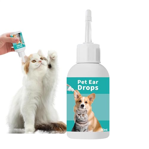 ペットの耳洗浄ドロップ、犬の耳洗浄液 | 犬の耳洗浄液60ml 子犬用耳クリーナー - 猫と犬の耳クリーナー、効果的な子犬の耳クリーナ ー、耳のかゆみのためのペットの耳薬洗浄