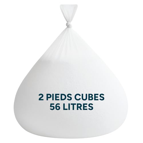 Icon Remplissage Pouf, 2 Pieds Cubes, 56 litres, Blanc, Billes Polystyrène pour Remplissage Pouf, Perles en EPS Rembourrage, Fabriqué en Europe