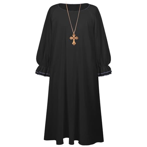 Whnbuij Disfraz de sacerdote | Halloween sacerdote carnaval disfraz, ropa religiosa gótica para adultos, mujeres, ritual de bautismo, iglesia, boda, cosplay