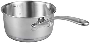 IMEEA Butter Melting Pot Butter Warmer 18/10 Tri-Ply Stainless Steel Saucepan with Dual Pour Spouts, 0.5-Quart, Silver