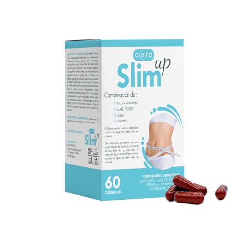 AORA SLIM UP | Complemento natural para adelgazar | Reduce grasas y carbohidratos | Saciante | Glucomanano, Cromo y Alubia blanca | Baja de peso y de IMC con ingredientes naturales