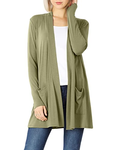 Image of Women's Open Front Cardigan Long Sleeve with Pockets Casual Outwear