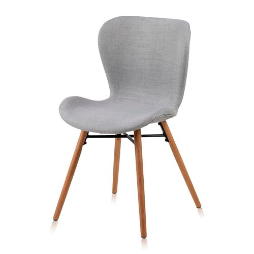 KHG Esszimmerstuhl Polsterstuhl Küchenstuhl Skandi Look Hellgrau - Stuhlbeine Holz Eiche Massiv geölt - BHT 47 x 82 x 53 cm - 110 kg max. Belastbarkeit - ideal für Küche Büro Wohnzimmer KHG Esszimmerstuhl Polsterstuhl Küchenstuhl Skandi Look Hellgrau - Stuhlbeine Holz Eiche Massiv geölt - BHT 47 x 82 x 53 cm - 110 kg max. Belastbarkeit - ideal für Küche Büro Wohnzimmer