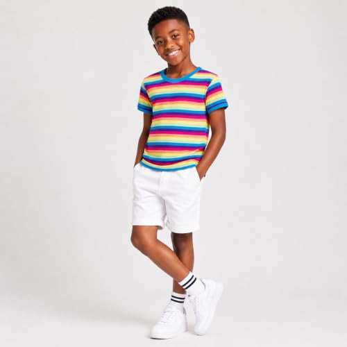 Image of Mud Kingdom Boys Girls T-Shirts Rainbow Stripe Cotton Unisex Top