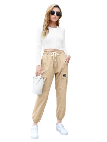 Betusline Family Cargo Pants Elastic Waist Tapered Cargo Joggers with Multi Pockets3